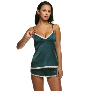Women Clothes For Summer Shorts Sets V -Neck Sleepwear Satin Pajama Women 'S Pajamas Spaghetti Strap Lace Sexy Pajama Set
Women Clothes For Summer Shorts Sets V -Neck Sleepwear Satin Pajama Women 'S Pajamas Spaghetti Strap Lace Sexy Pajama Set