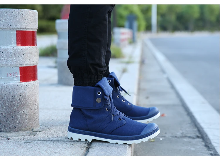 Merkmak Canvas Shoes Men Boots Leisure High Top Ankle for Male Flats Footwear Casual Spring Autumn Camouflage Blue Wholesale 15