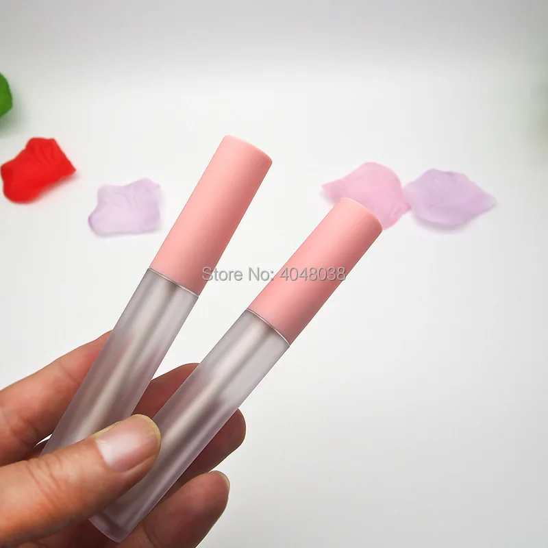 50pcs Cosmetic Container 4.5ML Lipgloss Tube Refillable Frosted Bottle Lip Gloss Compact  Transparent Empty Round Lip Balm Tube