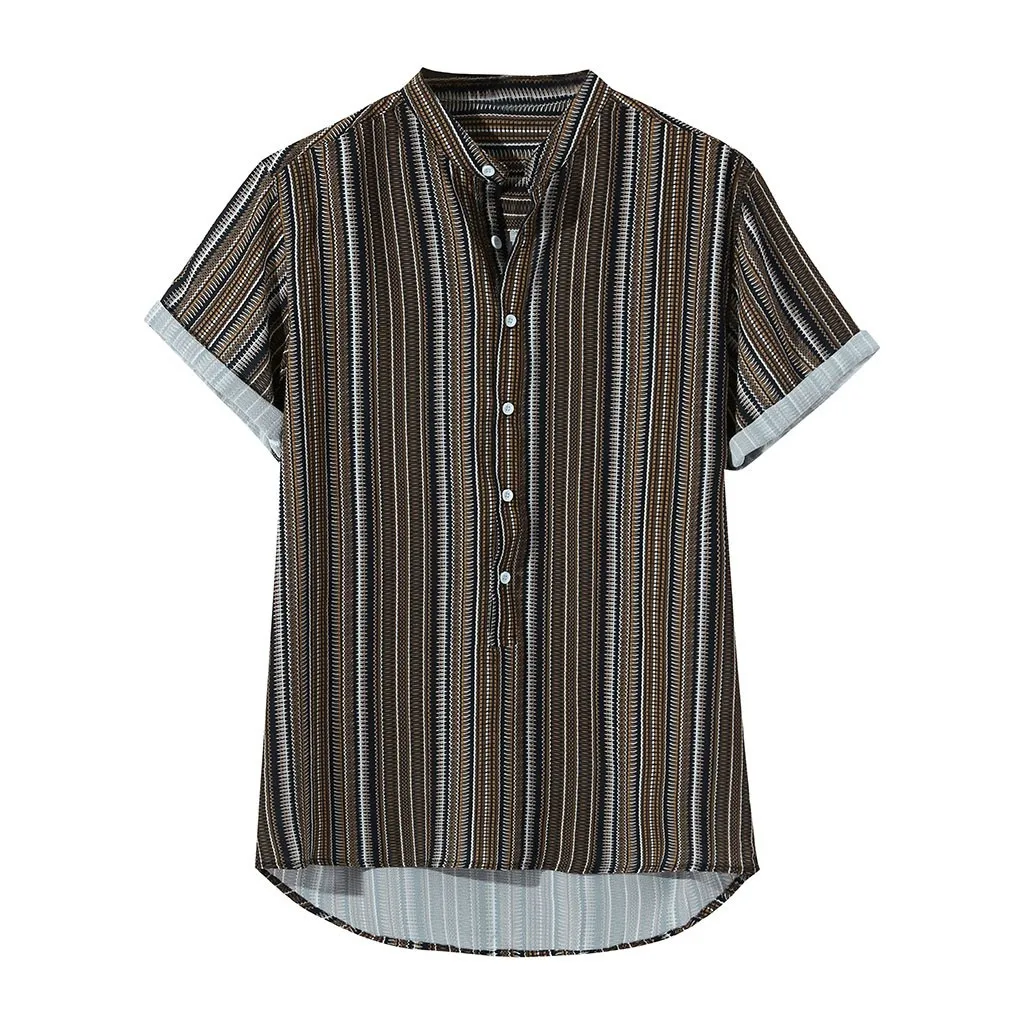 Womail 2019 New Arrivals Fashion Unique Style Mens Summer Striped Buttons Fly Breathable Short Sleeve Casual Henley Shirts
Womail 2019 New Arrivals Fashion Unique Style Mens Summer Striped Buttons Fly Breathable Short Sleeve Casual Henley Shirts