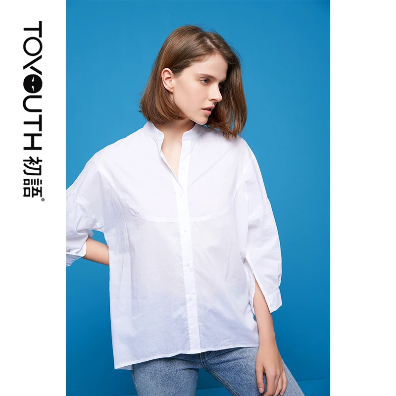 Toyouth 2019 Summer Cotton Shirt Women Tops and Blouses Stand Collar Puff Sleeve Female Blouses Loose Elegant Camisa Feminina
Toyouth 2019 Summer Cotton Shirt Women Tops and Blouses Stand Collar Puff Sleeve Female Blouses Loose Elegant Camisa Feminina
