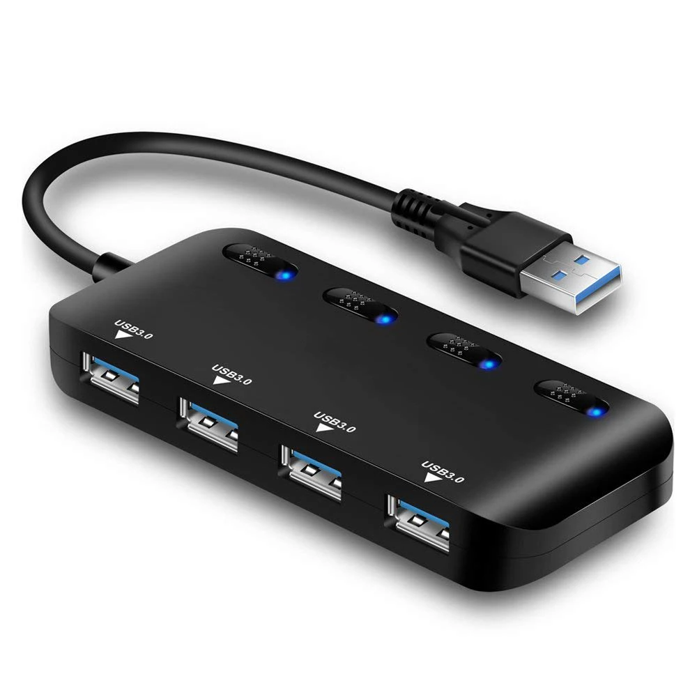 GOOJODOQ 4 Port USB 3.0 Hub Splitter with Independent Control Swith LED Power Light Pilot Lamp for MacBook Laptop PC High Speed
GOOJODOQ 4 Port USB 3.0 Hub Splitter with Independent Control Swith LED Power Light Pilot Lamp for MacBook Laptop PC High Speed