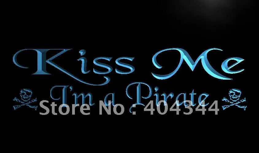 LK646- Kiss Me I'm a Pirate Game Room LED Neon Light Sign