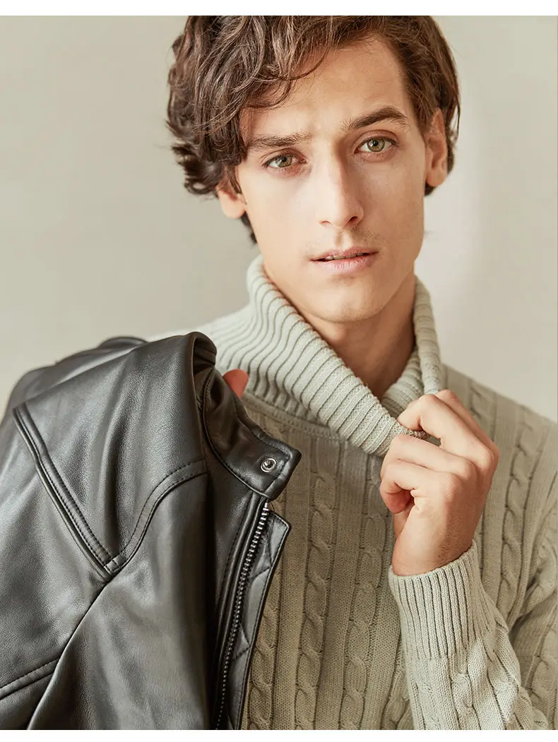 5Colors Turtleneck Sweater Men Pullovers Winter Thick knit Male Sweater Jumpers Cotton Man knitwear Autumn 2019 New Fashion 3XL 6