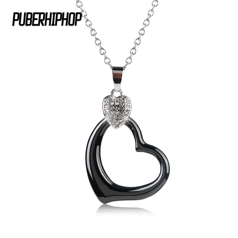 Classic Heart Women Pendant Necklace With Bling CZ Crystal Heart Shape Never Fade Black Ceramic Heart Necklace For Women Gift
Classic Heart Women Pendant Necklace With Bling CZ Crystal Heart Shape Never Fade Black Ceramic Heart Necklace For Women Gift