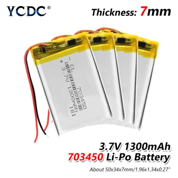 1/2/4 Pieces 1300mAh 703450 Lithium Li-ion Battery 3.7V 703450 Lipo Lipolymer Batteries GPS Radio Camera Phone Replacement Cell
1/2/4 Pieces 1300mAh 703450 Lithium Li-ion Battery 3.7V 703450 Lipo Lipolymer Batteries GPS Radio Camera Phone Replacement Cell