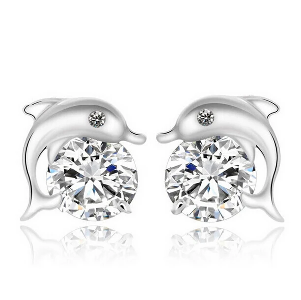925 Sterling Silver Cute Little Dolphin Stud Earrings For Women Crystal CZ Diamond Earings Sterling-silver-jewelry Brincos A186
925 Sterling Silver Cute Little Dolphin Stud Earrings For Women Crystal CZ Diamond Earings Sterling-silver-jewelry Brincos A186