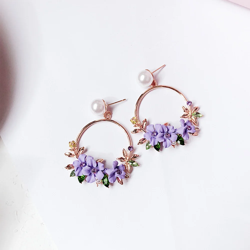 1 Pair Big Circle Pink/ Purple Flowers Drop Earrings Simulation Pearl Ladies Wedding Party Jewelry Accessories Bohemia Earrings
1 Pair Big Circle Pink/ Purple Flowers Drop Earrings Simulation Pearl Ladies Wedding Party Jewelry Accessories Bohemia Earrings