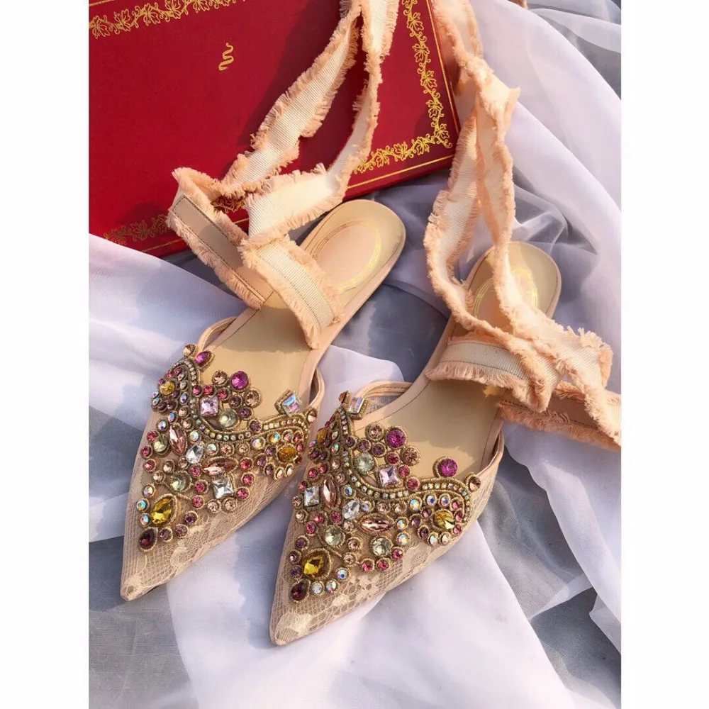 Crystal Diamond Women Flats 2019 New Breathable Mesh Ankle Lace-up Ballet Shoes Pointed Toe Ladies Lace Shoes Woman Flat Shoes
Crystal Diamond Women Flats 2019 New Breathable Mesh Ankle Lace-up Ballet Shoes Pointed Toe Ladies Lace Shoes Woman Flat Shoes