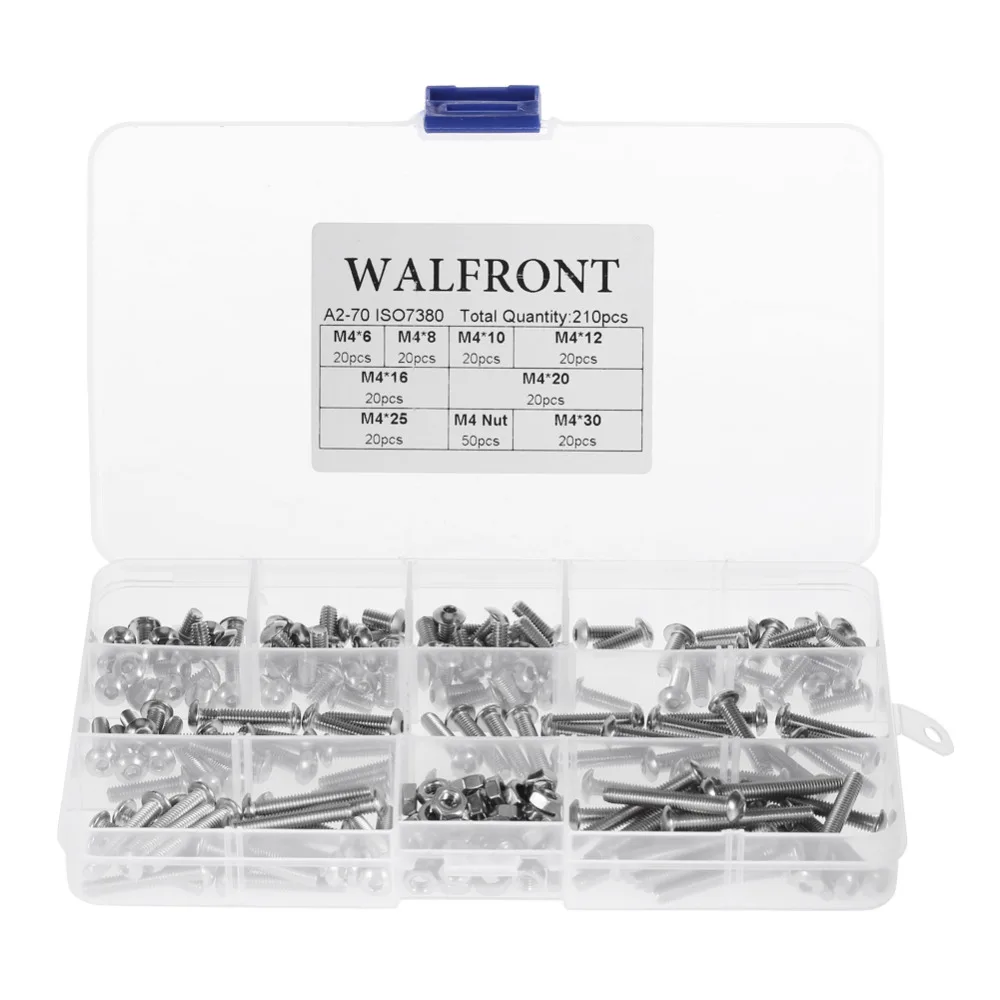 210Pcs/set Hex Socket Button Head Screws Nuts Stainless Steel SS304 Screws Nuts Assrotment Set Fastener Hardware
210Pcs/set Hex Socket Button Head Screws Nuts Stainless Steel SS304 Screws Nuts Assrotment Set Fastener Hardware
