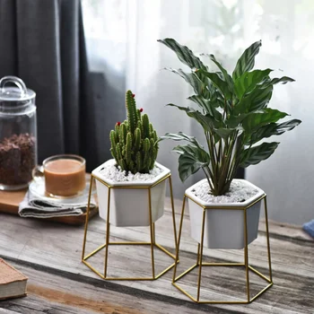 New Desktop Decoration Geometric Gold Iron Rack Holder White Small Ceramic Planter Ceramic Succulents Herb Pot Plant Flower Pot
New Desktop Decoration Geometric Gold Iron Rack Holder White Small Ceramic Planter Ceramic Succulents Herb Pot Plant Flower Pot