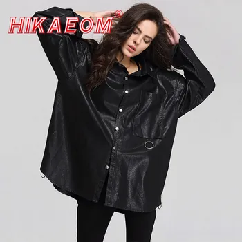 Spring Fashion Loose PU Jackets Female Single Breasted Button Turn-down Collar Casual Faux Leather Jacket Women Jaqueta De Couro
Spring Fashion Loose PU Jackets Female Single Breasted Button Turn-down Collar Casual Faux Leather Jacket Women Jaqueta De Couro