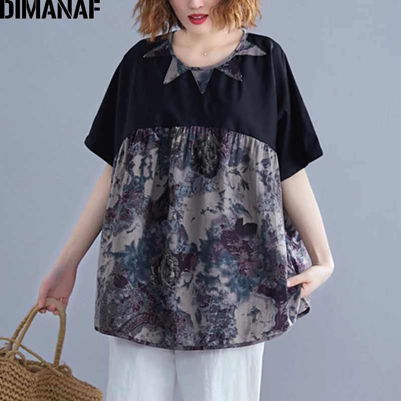 DIMANAF Plus Size Women Blouse Shirt Big Size Vintage Summer Lady Top Tunic Print Spliced Black Loose Casual Female Clothes 2019
DIMANAF Plus Size Women Blouse Shirt Big Size Vintage Summer Lady Top Tunic Print Spliced Black Loose Casual Female Clothes 2019