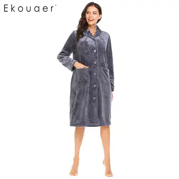 Ekouaer Womens Winter Robe Sleepwear Warm Soft Nightwear Lapel Collar Long Sleeve Button Plush Bathrobe Female Home Clothes
Ekouaer Womens Winter Robe Sleepwear Warm Soft Nightwear Lapel Collar Long Sleeve Button Plush Bathrobe Female Home Clothes