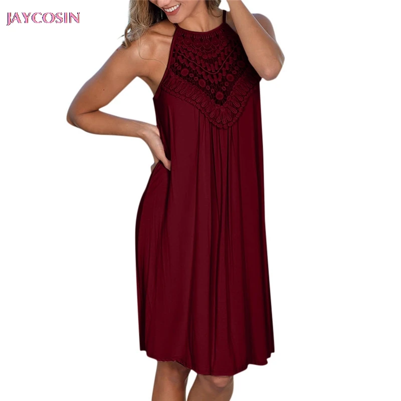 JAYCOSIN 2019 Dress Women Sleeveless Hollow Out Lace Patchwork Solid Loose Hem Charming Beach Dress Plus Size 2XL Drop #0601
JAYCOSIN 2019 Dress Women Sleeveless Hollow Out Lace Patchwork Solid Loose Hem Charming Beach Dress Plus Size 2XL Drop #0601
