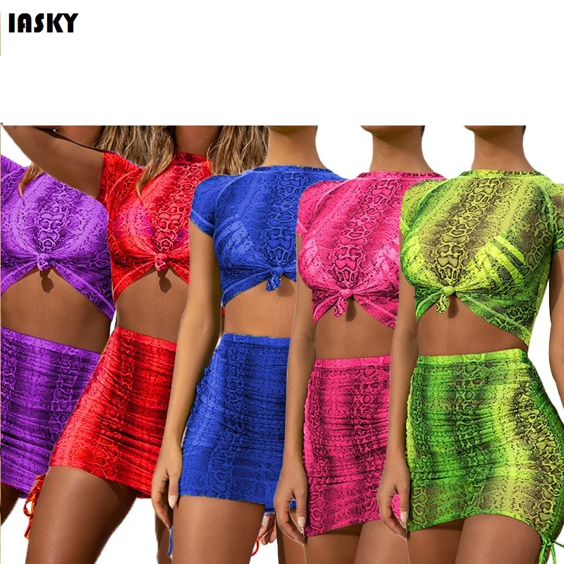 IASKY 2019 New print snake skin beach cover ups sexy women mesh see through tops+A line skirts bikini swimsuit cover up beachwea 
IASKY 2019 New print snake skin beach cover ups sexy women mesh see through tops+A line skirts bikini swimsuit cover up beachwea
