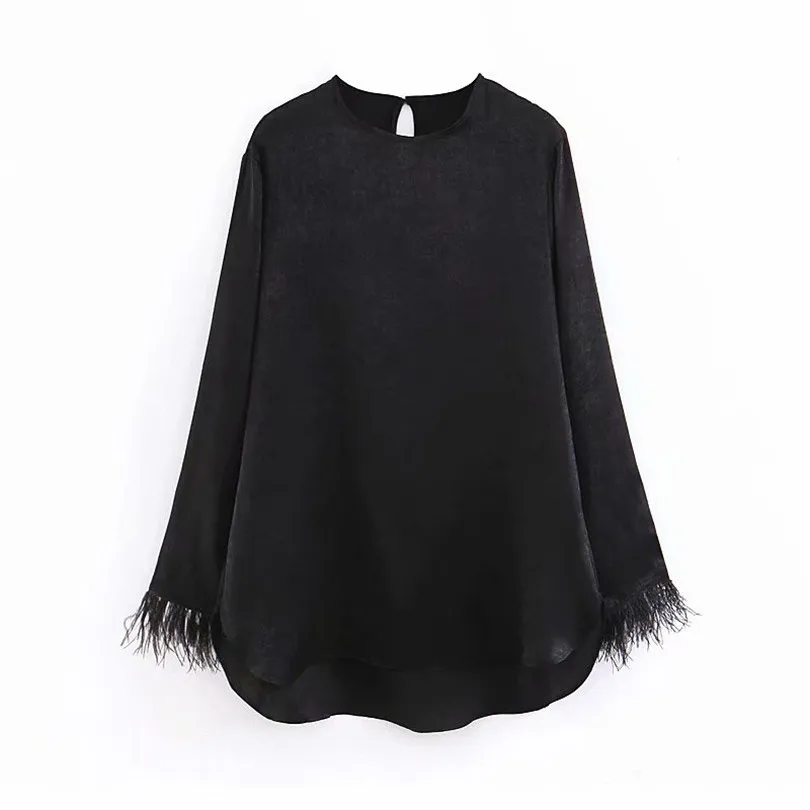 Women style tassel patchwork long black blouse long sleeve irregular design shirts female casual black loose chic top blusas
Women style tassel patchwork long black blouse long sleeve irregular design shirts female casual black loose chic top blusas