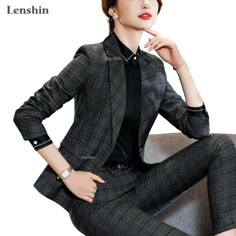 Lenshin 2 Pieces Set Plaid Formal Pant Suit Office Lady Uniform Designs for Women Business High-quality Suits Work Wear
Lenshin 2 Pieces Set Plaid Formal Pant Suit Office Lady Uniform Designs for Women Business High-quality Suits Work Wear