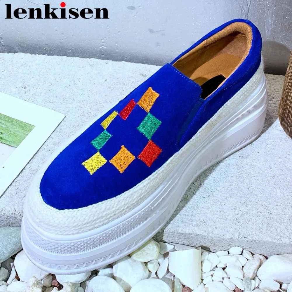 Lenkisen colorful embroidery thick bottom round toe slip on loafers genuine leather handmade casual wear vulcanized shoes L18
Lenkisen colorful embroidery thick bottom round toe slip on loafers genuine leather handmade casual wear vulcanized shoes L18