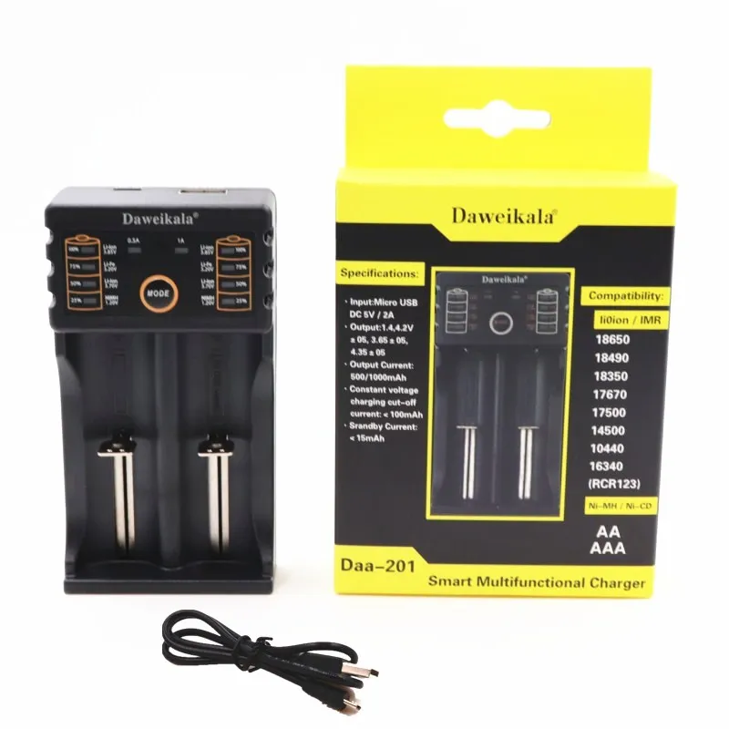 Daweikala Daa 201 18650 charger 1.2V 3.7V 3.2V 3.85V AA / AAA 18350 26650 10440 14500 25500 NiMH lithium battery charger
Daweikala Daa 201 18650 charger 1.2V 3.7V 3.2V 3.85V AA / AAA 18350 26650 10440 14500 25500 NiMH lithium battery charger