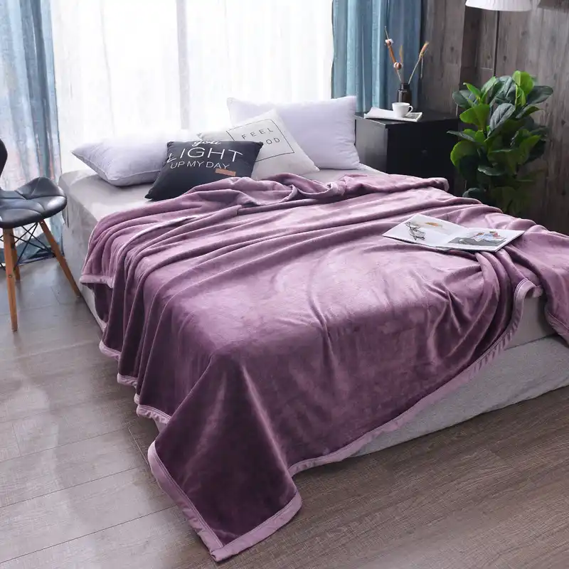 Purple Color Thickening Flannel Duvet Cover Blankets For Beds Sofa