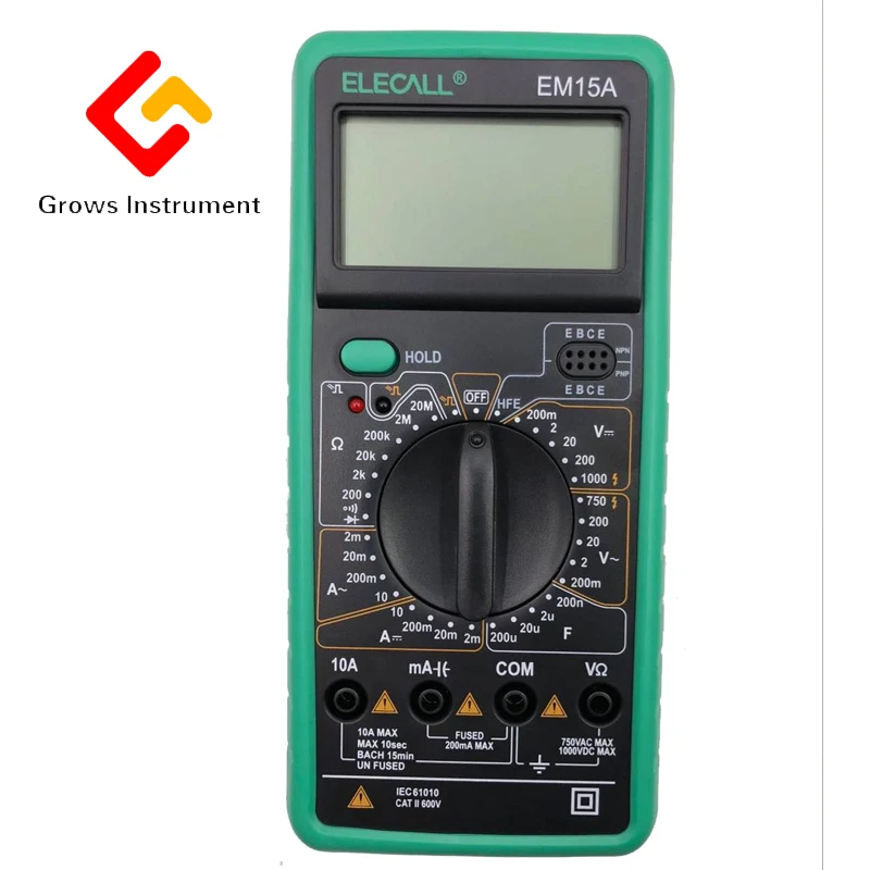Digital Multimeter EM15A 2000 Counts Handheld Customized Multimeter LCD Display AC/DC Current Testing
