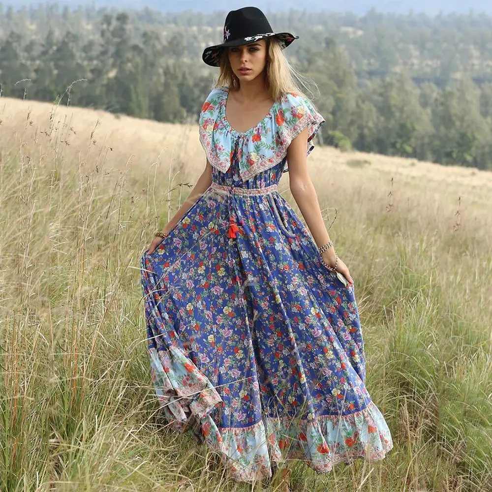 Women swing dress Summer Chiffon Floral Boho Lapel Big Hem Fashion New A-line holiday vacation party beach long Elegant Dress
Women swing dress Summer Chiffon Floral Boho Lapel Big Hem Fashion New A-line holiday vacation party beach long Elegant Dress