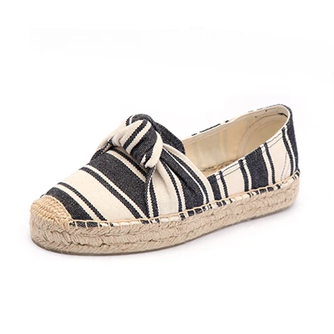Striped bow tie women canvas platform espadrilles loafers 
Striped bow tie women canvas platform espadrilles loafers