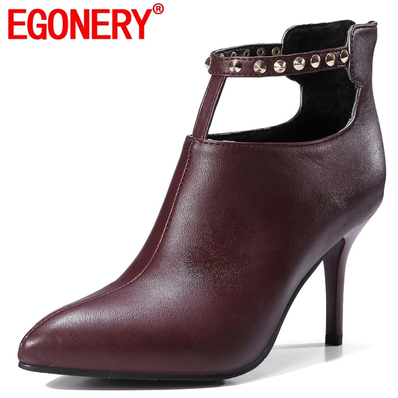EGONERY size 33-43 2019 new popular metal rivet women shoes winter warm zip pointed toe super high thin heels party ankle boots
EGONERY size 33-43 2019 new popular metal rivet women shoes winter warm zip pointed toe super high thin heels party ankle boots