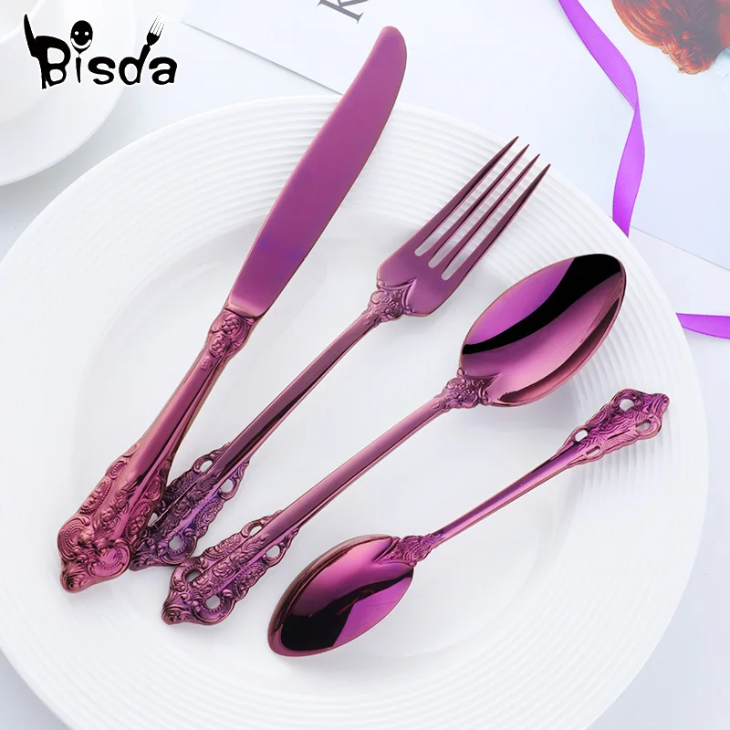 Weatern Tableware Set European Royal Gold Cutlery Luxury Rainbow Dinnerware Stainless Steel Dining Fork Spoon Knife Party Tools
Weatern Tableware Set European Royal Gold Cutlery Luxury Rainbow Dinnerware Stainless Steel Dining Fork Spoon Knife Party Tools