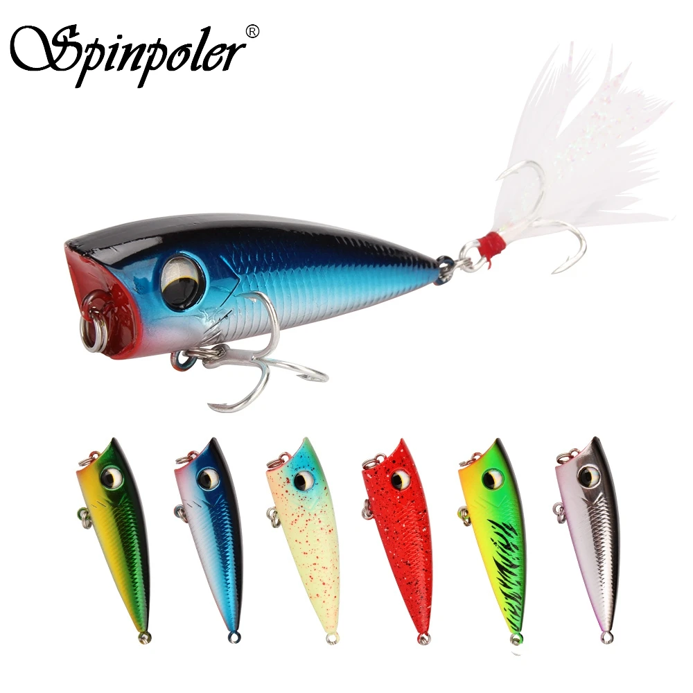 Spinpoler 6.4cm 7.2g Mini Popper Fishing Lures 3D Eyes Crankbait Wobblers Tackle Isca Poper Japan Artificial Bait - (Colors 6) | Спорт и