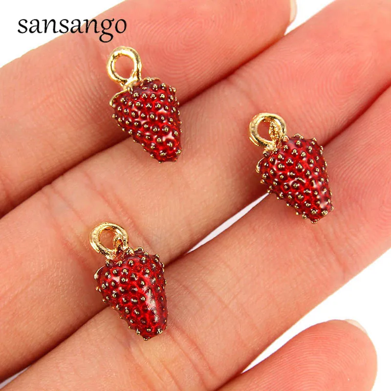 Tibetan Silver Strawberry Charms 10 per pack Fruit