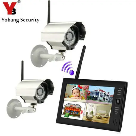 

YobangSecurity 7" TFT LCD DVR Monitor 2.4GHz Digital Wireless 4CH CCTV DVR Security Camera Surveillance System (2 Cameras kit)