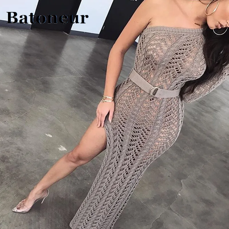 2018 New Knitting Long Dress Women One Shoulder Maxi Dress Sexy Hollow Out High Split Club Party Dresses Sweater Vestido
2018 New Knitting Long Dress Women One Shoulder Maxi Dress Sexy Hollow Out High Split Club Party Dresses Sweater Vestido