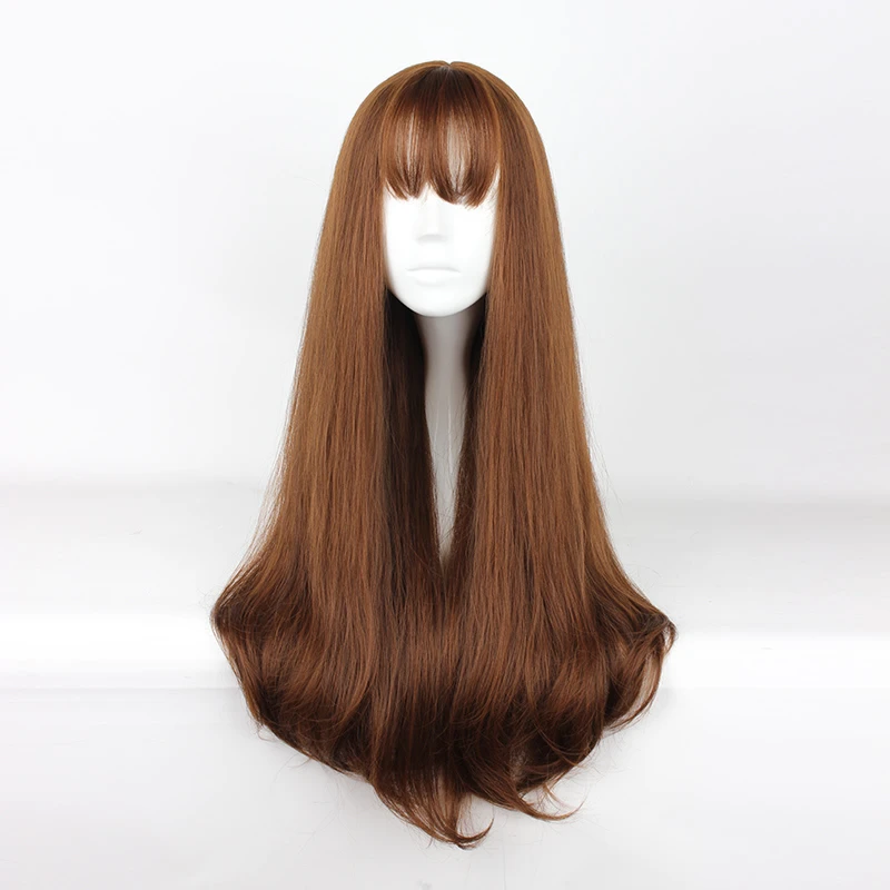 

70cm Long flaxen Blonde Wavy Anime Daily Hair Lolita Cosplay Synthetic Bang Wig + Wig Cap H75635R