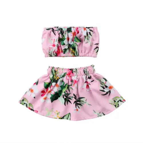 Фото Новый Цветочный комплект одежды для маленьких девочек детские топы без рукавов +