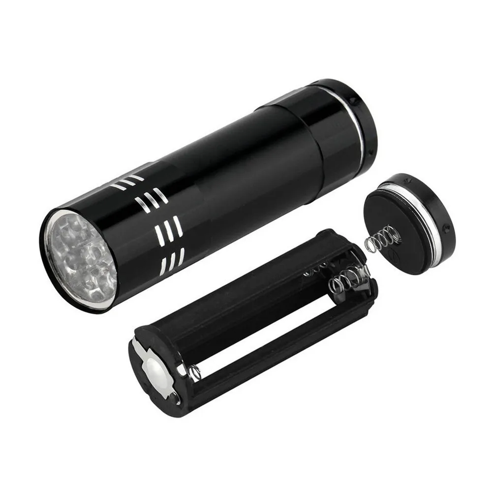 

Mini Aluminum UV Ultra Violet 9 LED Flashlight Blacklight AAA Torch Light Lamp Black 84*23mm Multifunction Flashlight#h