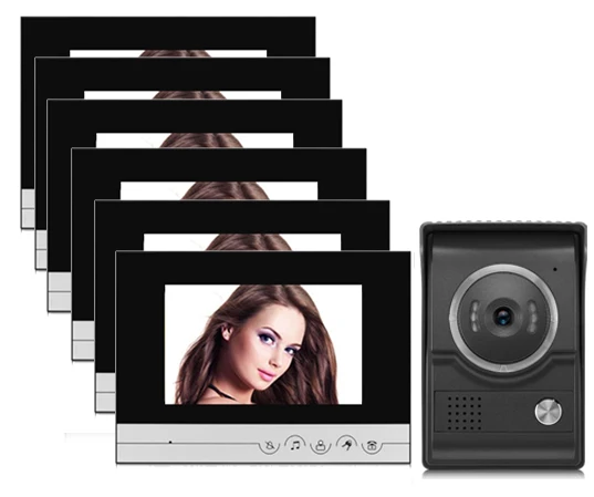 XinSiLu 7" TFT-LCD Color Screen Video Door Phone with 6*Indoor Monitor+ 1*Outdoor Camera Unlock Monitor Doorbell Intercom System
XinSiLu 7" TFT-LCD Color Screen Video Door Phone with 6*Indoor Monitor+ 1*Outdoor Camera Unlock Monitor Doorbell Intercom System