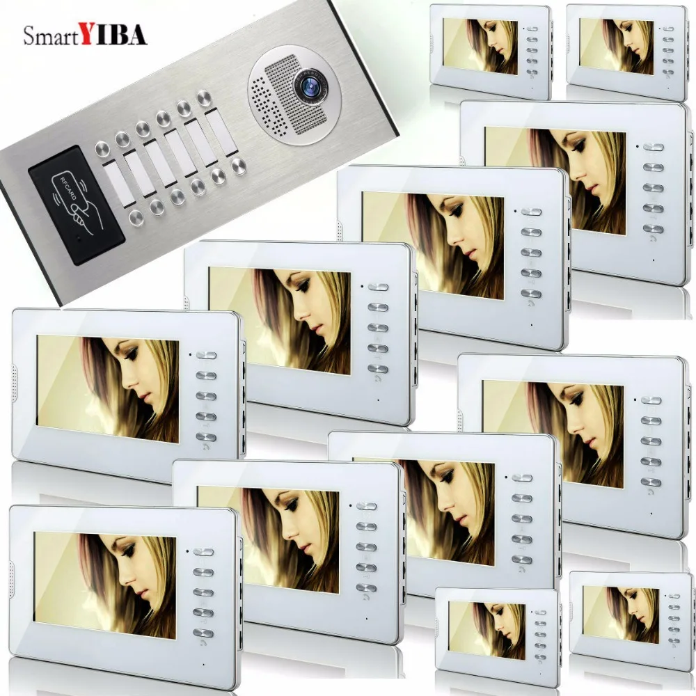 SmartYIBA RFID Access Home Video Intercom For 10 Unit Apartments 7" Color Screen Video Intercom Door Phone System Doorbell Kits
SmartYIBA RFID Access Home Video Intercom For 10 Unit Apartments 7" Color Screen Video Intercom Door Phone System Doorbell Kits