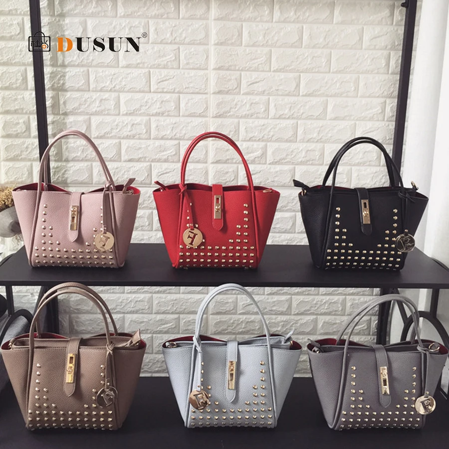 

DUSUN Rivet Women Handbags Set 2019 PU Leather Female Causal Tote for Daily Shopping All-Purpose High Quality Dames Shoulder Bag