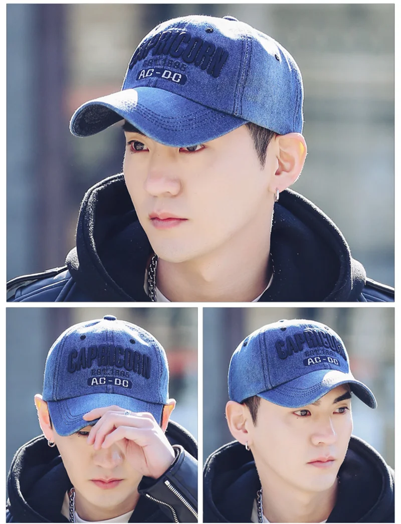 Cowboy Women Snapback Caps Letter Embroidery Couple Caps Summer Autumn Denim Unisex Baseball Cap Hip Hop Men Bone Casquette Hats (7)