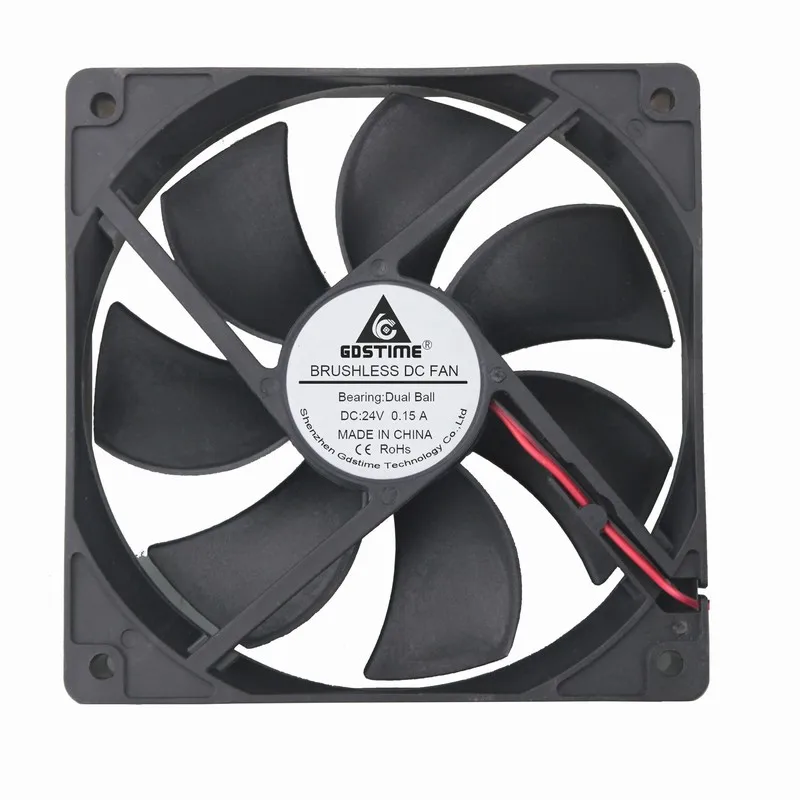 

1 pcs Gdstime 12cm 120mm x 25mm DC 24V Dual Ball Bearing Brushless Cooling Fan 120x120x25mm 0.15A 12025 2Pin PC Case Cooler