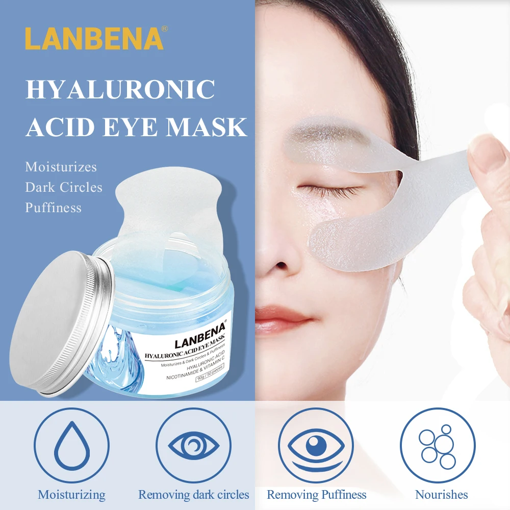 

50pcs/lot LANBENA Eye Mask Eye Serum Reduces Dark Circles Bags Eye Lines Repair Nourish Firming Hyaluronic Acid Retinol Eye Care