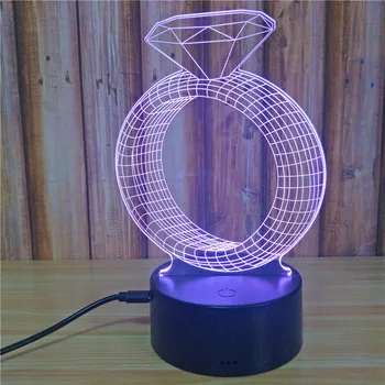 Novelty Diamond Ring Creative Colorful 3D Illusion Visual Fixture USB Desk Lamp LED Acrylic Bedside Sleeping Nightlight Gift
Novelty Diamond Ring Creative Colorful 3D Illusion Visual Fixture USB Desk Lamp LED Acrylic Bedside Sleeping Nightlight Gift