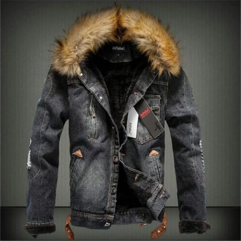 2017 Mens Denim Jacket with Fur Collar Retro Ripped Fleece Jeans Jacket and Coat for Autumn Winter
2017 Mens Denim Jacket with Fur Collar Retro Ripped Fleece Jeans Jacket and Coat for Autumn Winter