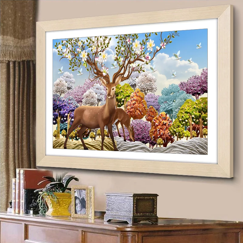 

Cross stitch Printed On Canva Sets For Embroidery kit DIY DMC chinese Counted Cross-Stitch Needlework,Animal,Deer,Christmas,Gift