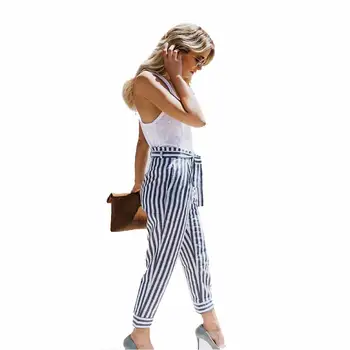 Women Fashion Casual Striped Pants Slim Blue, Red Bow Straight Summer Leg Trousers Ankle Length with Pockets
Women Fashion Casual Striped Pants Slim Blue, Red Bow Straight Summer Leg Trousers Ankle Length with Pockets