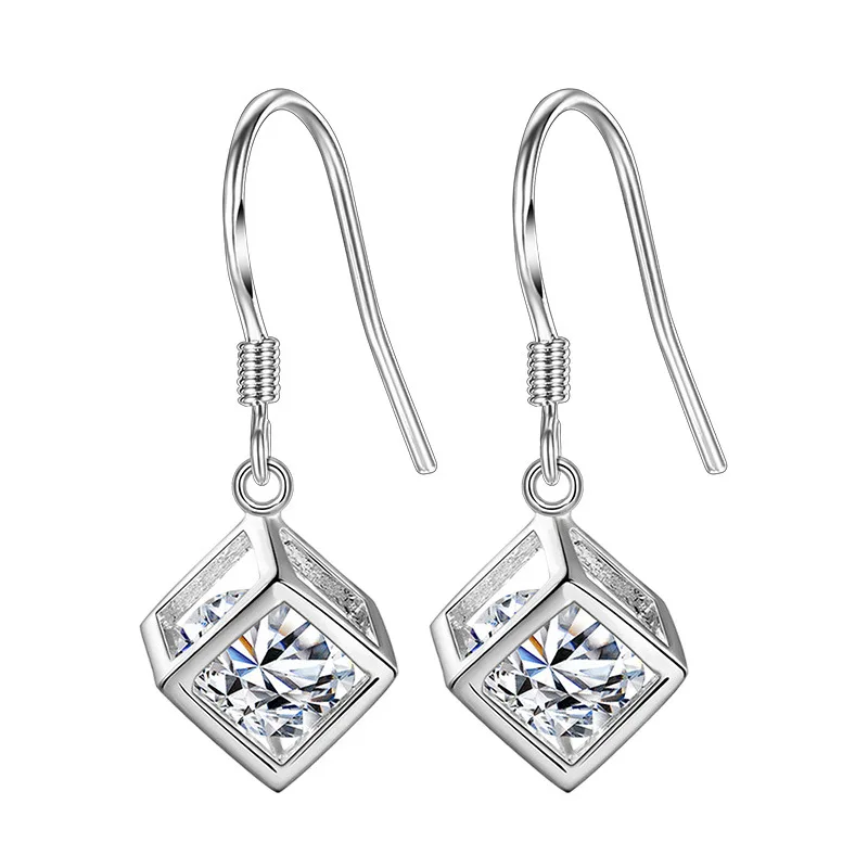 

Square Box Zircon Drop Earrings For Women Earing Dangle Earring Earings Jewelry Brincos Brinco Oorbellen Pendientes Love Gift