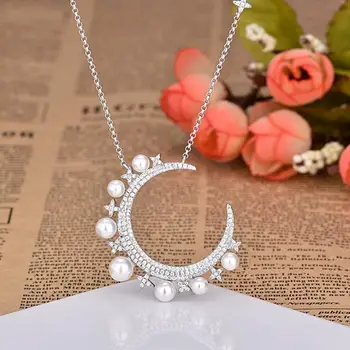 silver color big moon pendant necklace cz moon star crescent moon pendant with pearl elegance 2018 Christmas design
silver color big moon pendant necklace cz moon star crescent moon pendant with pearl elegance 2018 Christmas design
