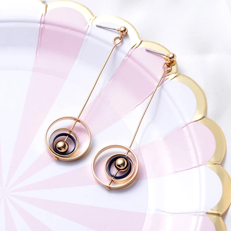 SUKI Trendy Classic Long Stud Earrings Multilayer Round Circles Pendant Earring For Women Gold Color Jewelry Bijoux Gift
SUKI Trendy Classic Long Stud Earrings Multilayer Round Circles Pendant Earring For Women Gold Color Jewelry Bijoux Gift